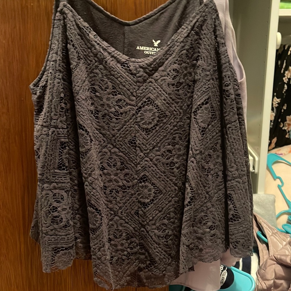 Dark grey lace tank. Size medium from American eagle